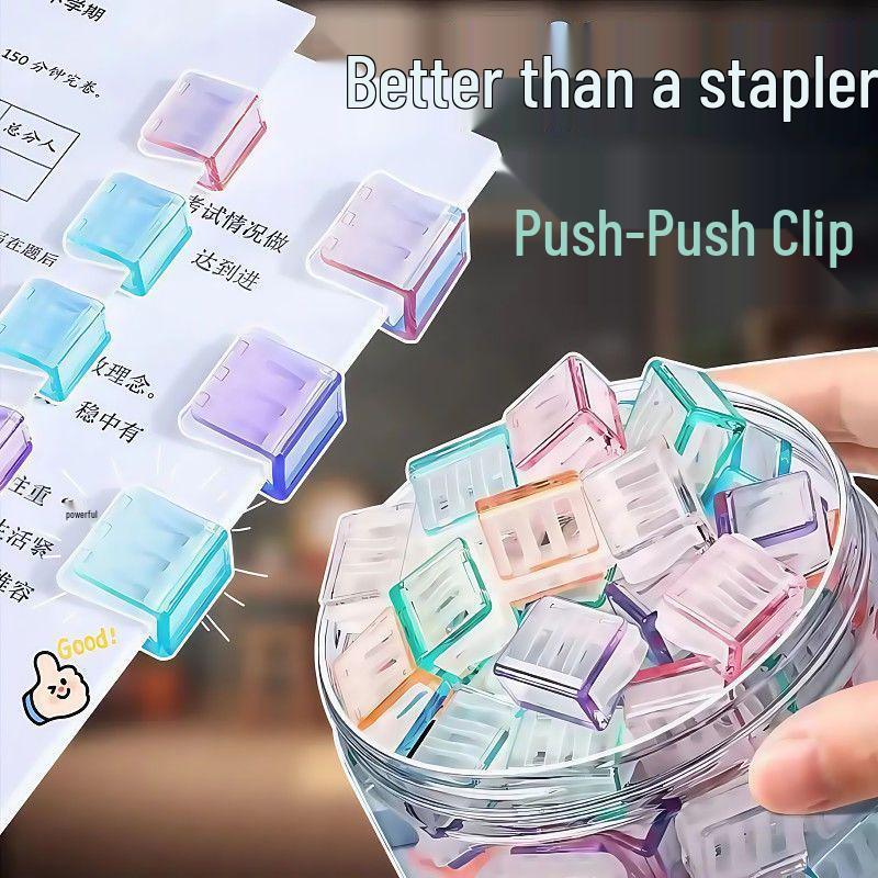 

Candy Color Push-Pull Anti-Curl A4 Paper Binder Clips, 2025 Mixed Colors: 10 pcs - Damage-Free Binding