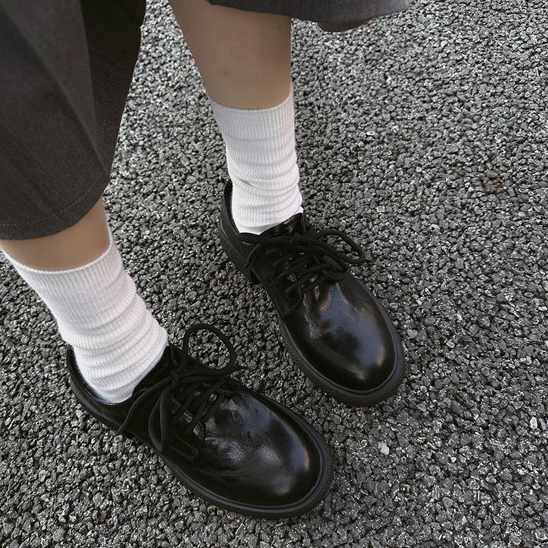 

Cowhide version~ Genuine leather commuting small leather shoes for women s spring and autumn new versatile thick-heeled single shoes with thick soles 34