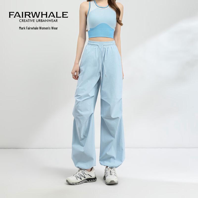 Mark Hua Fei Women s Sporty Drawstring Wide-Leg Pants L