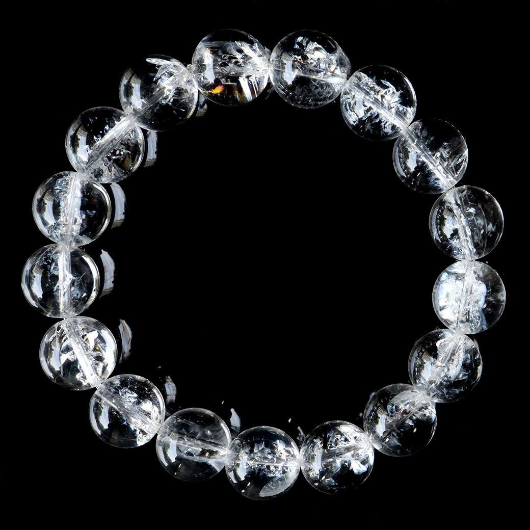 

Iris Quartz Artificial Crack Rainbow Crystal Bracelet 12mm Natural Stone [GOLD STONE]