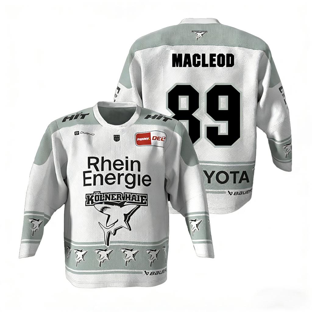 Haier MacLeod # 89 Russell 2026 DEL Eltern-Kind Deutsches Eishockey Trikot 3D-Druck Rundhals Langarm T-Shirt