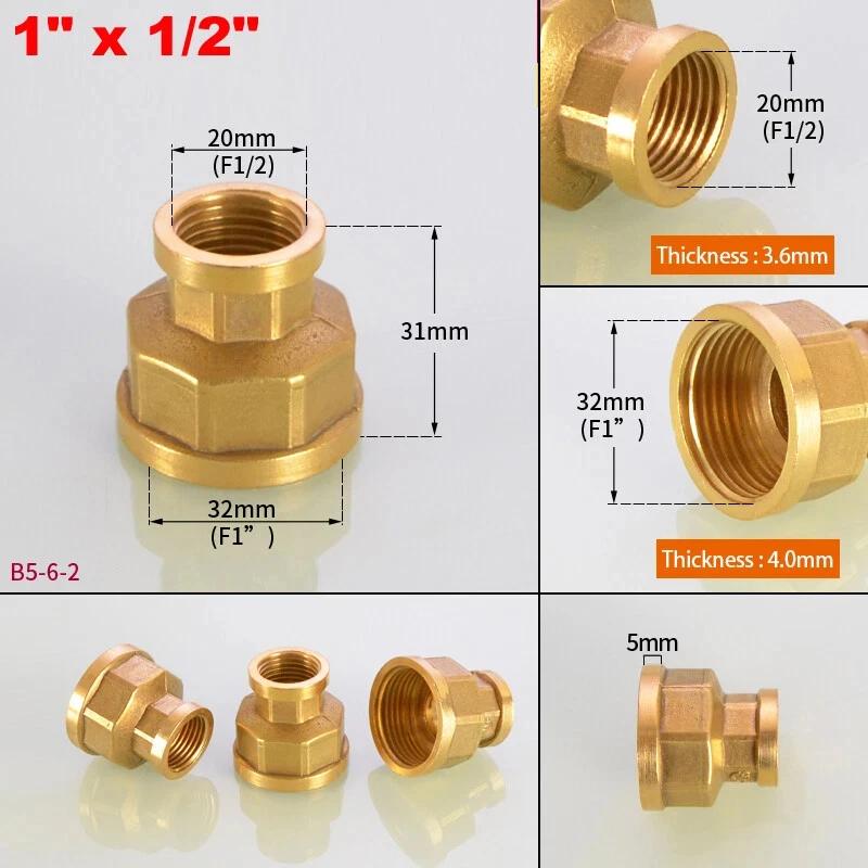 1~10pcs Brass Female Reducing Sleeve 1/8" 1/4" 3/8" 1/2" 3/4" 1" BSP Female Thread Hex Pipe Fitting For Water Fuel Gas