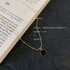 Unique Women's Necklace With Black Square Pendant Minimalist Geometric Alloy Collar Chain