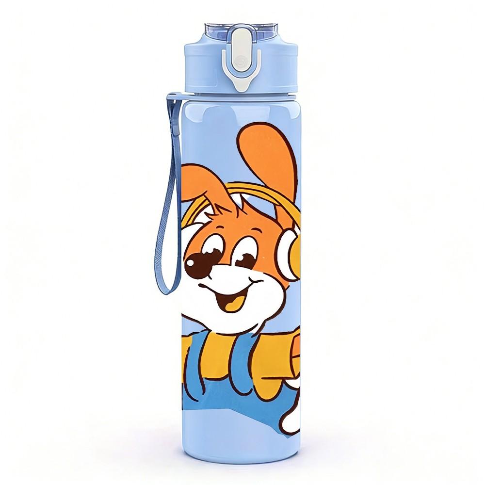1PC Cartoon Bunny Farmer Print 750ml Color Plastic Sports Water Bottle Leakproof Flip Straw Lid Suitable for Sports Office Home Use