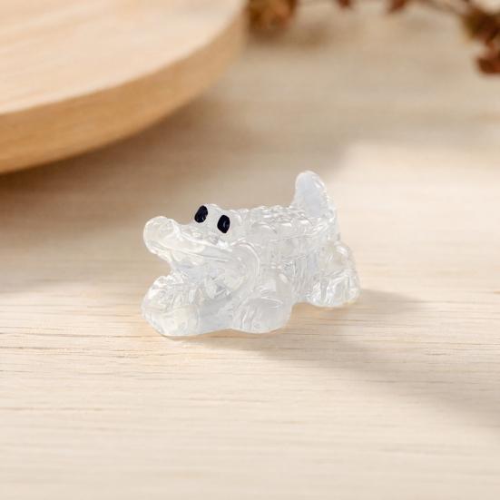 24Pcs Luminous Ornament, Mini Crocodile Shape Soft Jelly Texture Resin Figure, DIY Accessories Night Glow Toy, Random Color