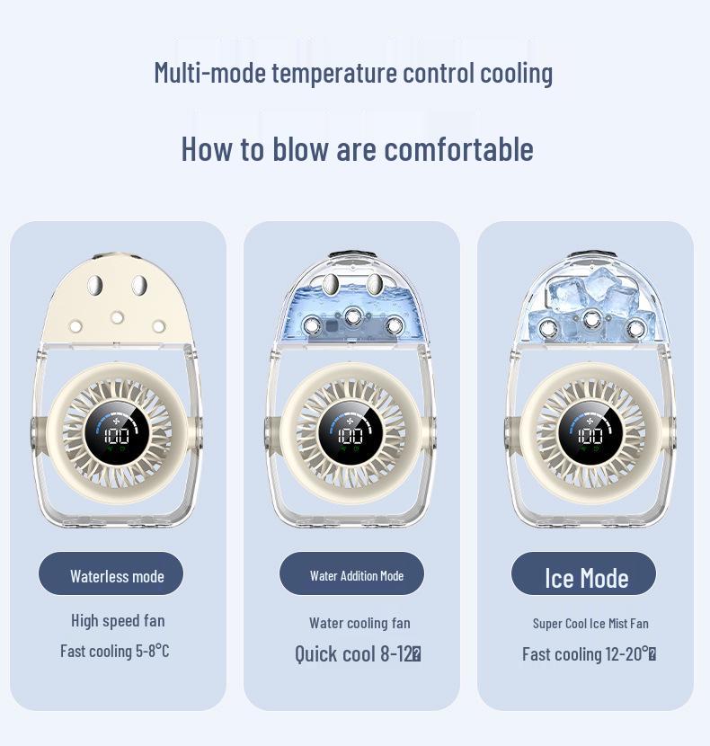 Compact Desktop Cooling Fan: Humidifying Mist Spray, Add Ice for Extra Coolness