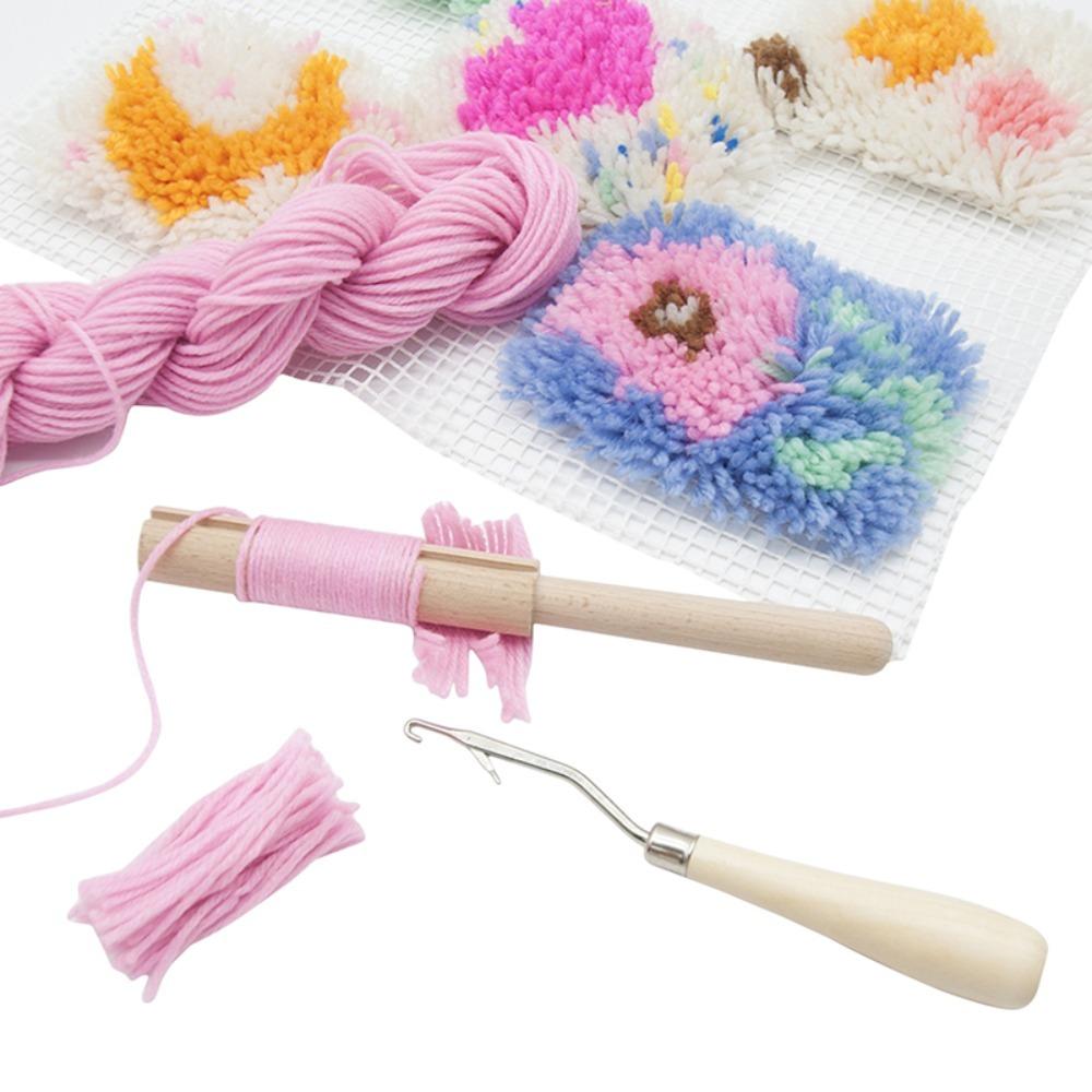 Kits Cutting Tool Wooden Latch Hook Crafts Decor Yarn Cutter Segmental Embroidery Tool Rug Yarn Tool Rug Carpet Latch Hook