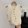 Women'S Winter Sleeveless Top Single Breasted French V-Neck Cardigan Vest