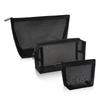 Nylon Mesh Cosmetic Bag & Makeup Pouch Black Zipper Closure Breathable Lightweight for Office Travel Accessories
