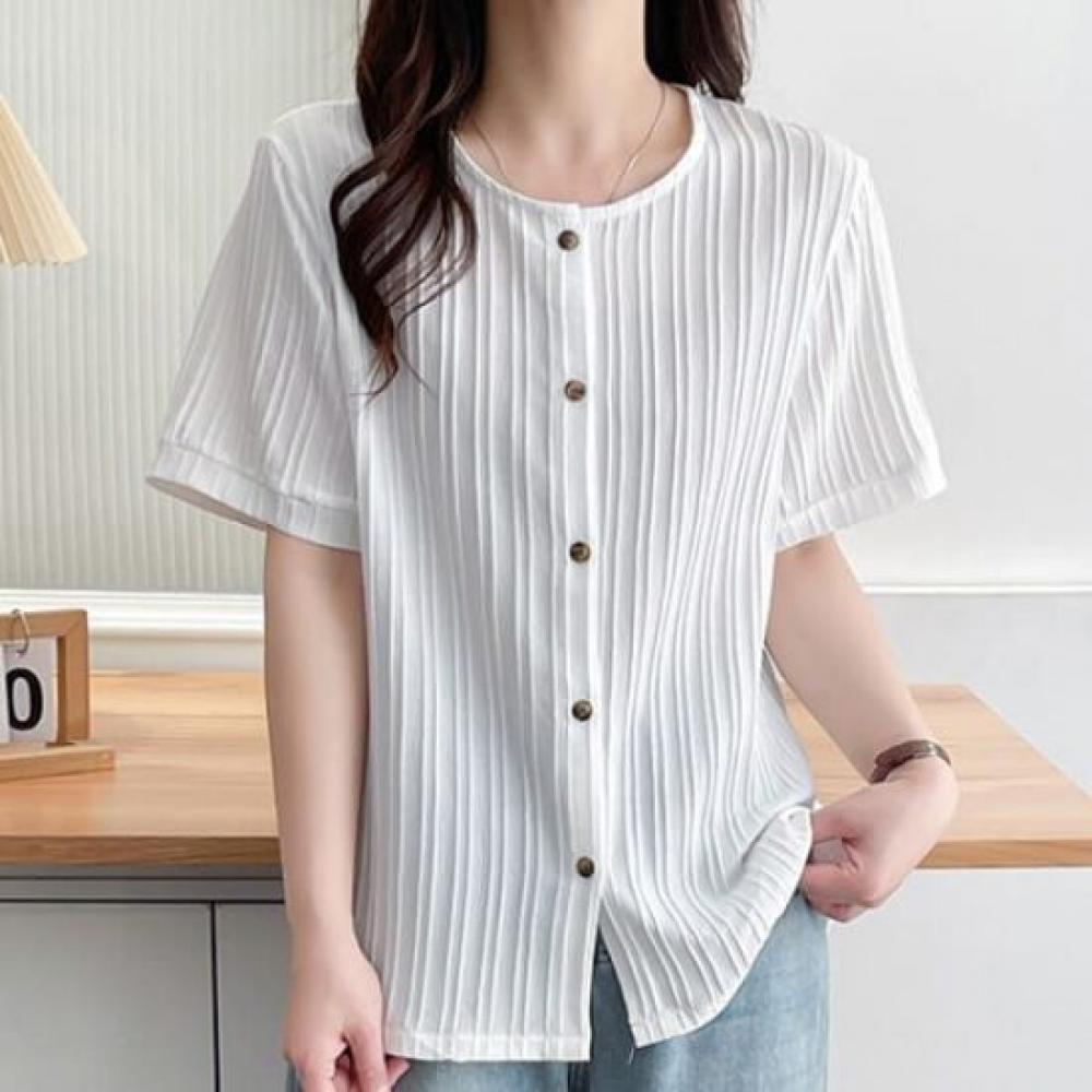 Navava Women Lovely Stripe Short Sleeve Blouse Nb2682