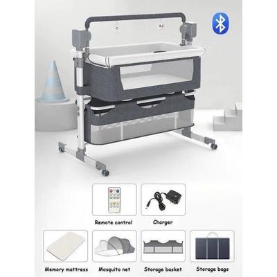 Culla elettrica multifunzionale per neonato, lettino-dondolo 3 in 1, da viaggio, con lettino da fianco traspirante, di buona qualità grigio