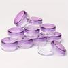 10-Pack Transparent Plastic Cosmetic Jar, with Purple Lid, Travel Cream Container, Lotion, Beads, Eye Shadow, Rhinestone, Sample