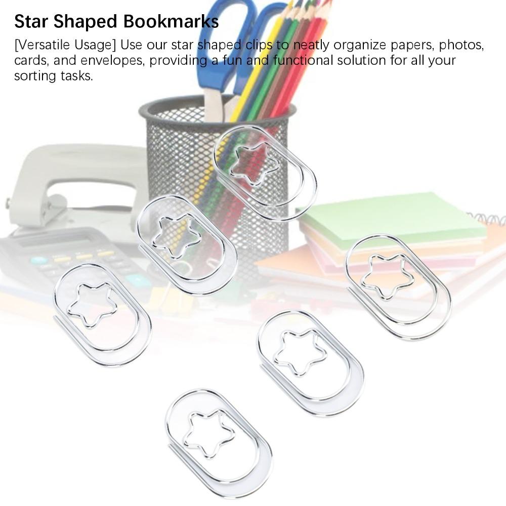 300 Peças Clips de Papel em Formato de Estrela Clips de Papel de Aço Inoxidável Organização de Arquivos