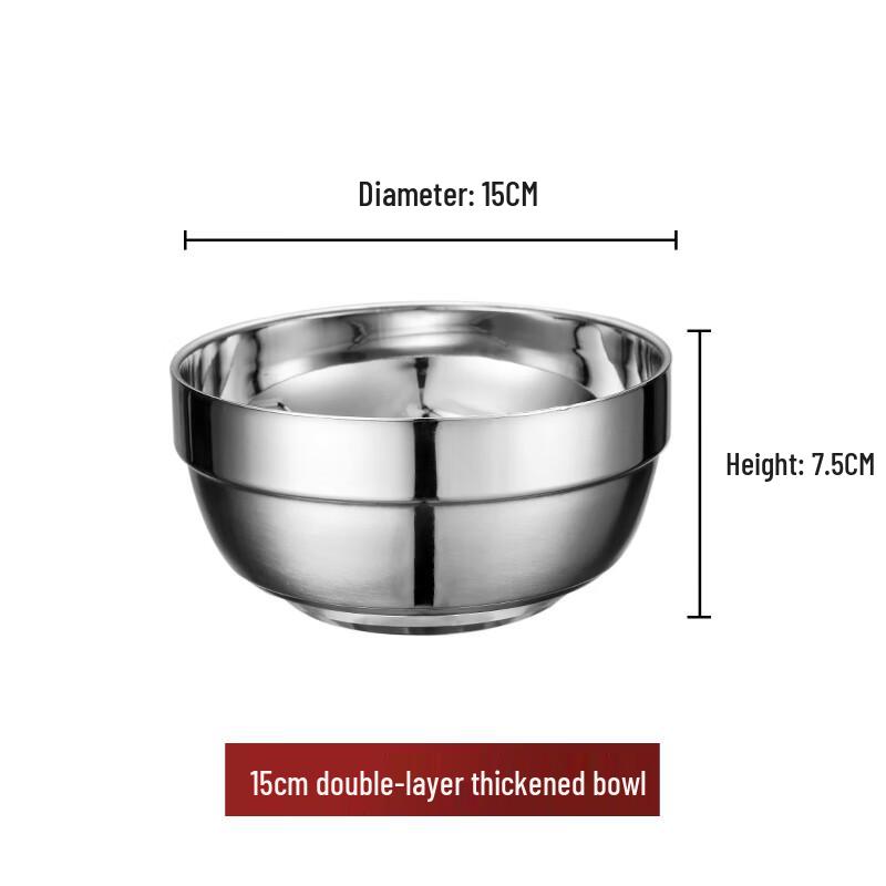 SuLi 304 Stainless Steel Double-Layer Anti-Scald Bowl