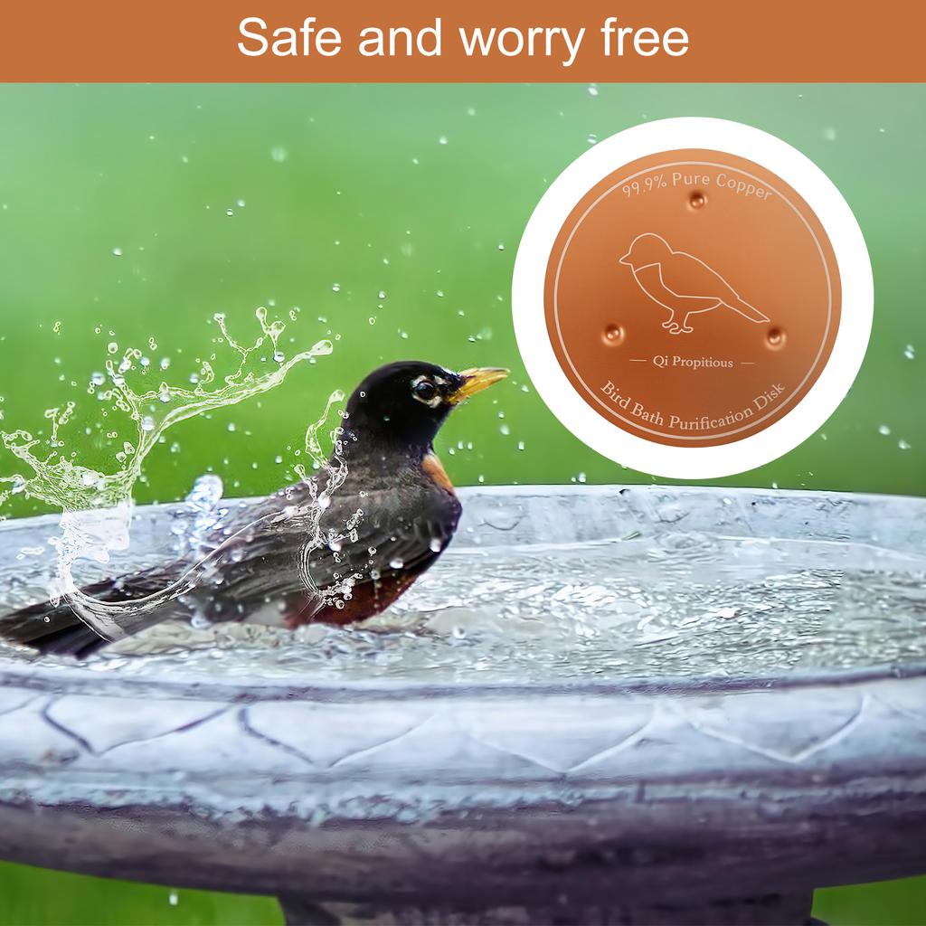 2Pcs Bird Bath Copper Disk With 3 Point Support Bird Bath Purification Plate Garden Outdoor Feeder Tray Cleaner Water Bowl
