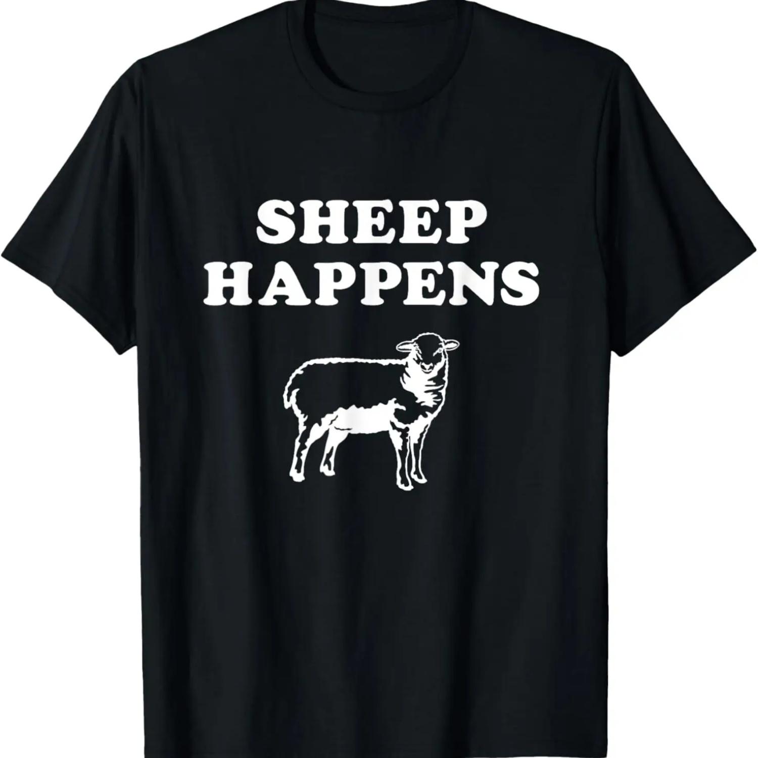 Sheep Happens Funny Sheep Farmer T-Shirt S чёрный