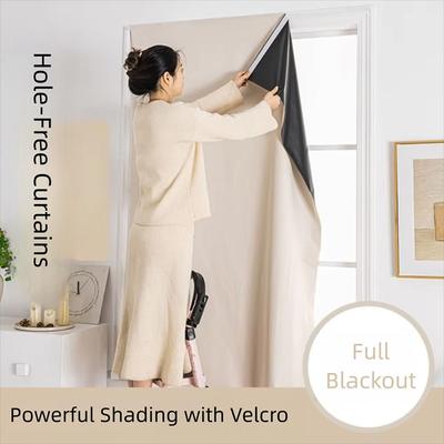 100% Blackout Curtains for Bedroom Self-adhesive Sunshading Window Curtain Flannel Bedroom Blackout Curtain Sunscreen Curtain