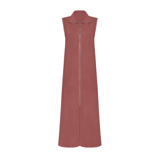 

Sleeveless Midi Dress for Women Stand Collar Zip Up Tunic Dress Summer Casual Travel Vacation Tank Dress S вино красного