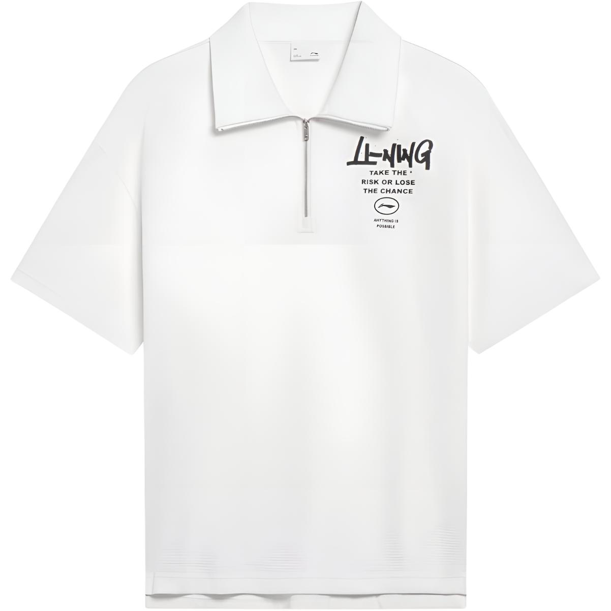 

Li-Ning Футболка-поло с застежкой-молнией и буквенным принтом, унисекс, цвет молочно-белый AHST629-1 3XL