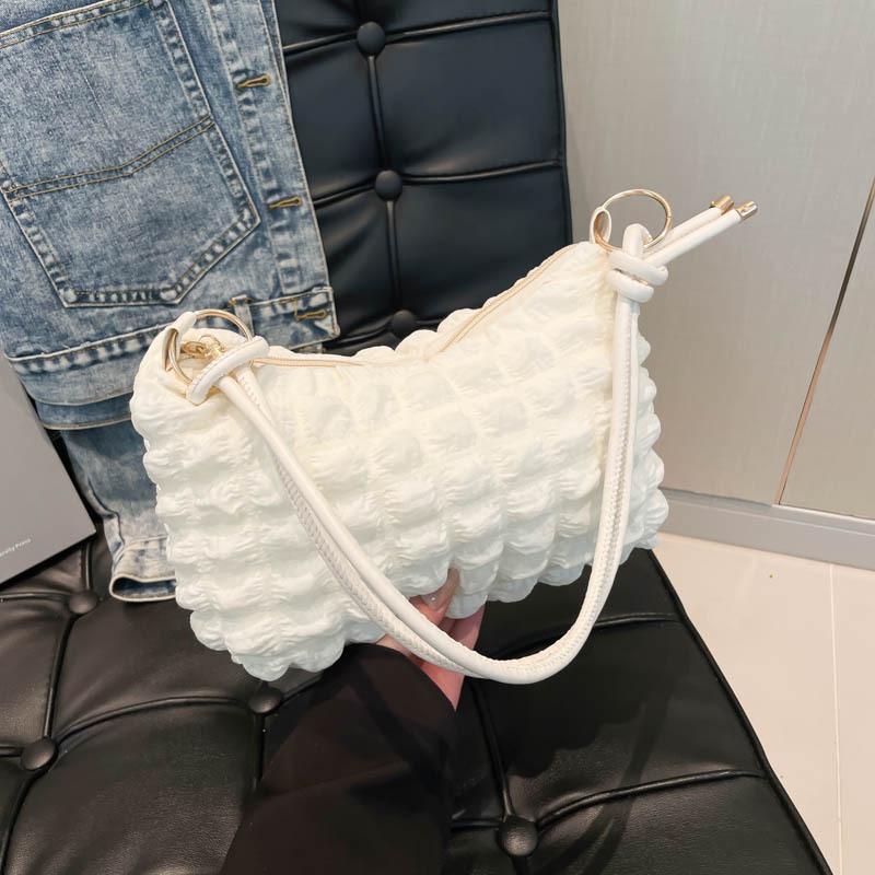 2025 New Baiqiao Cream Same Shoulder Bag Underarm Bag Women's Niche Cloud Bubble Light Luxury Texture Versatile