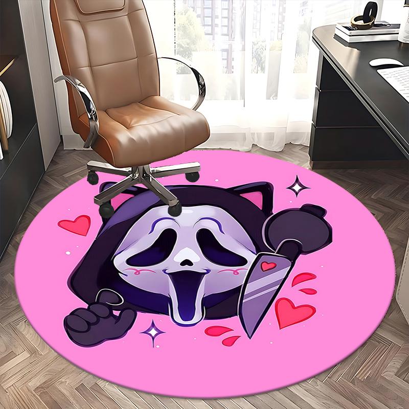 Gamer Skull Chair Mat Round Carpet for Office Home Decor, Cute Gift for Bedroom Living Room and Various Rooms0491b