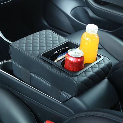 Auto Center Console Armrest Pillow Arm Rest Cover Memory Foam Car Armrest Cushion with Cup Holder Armrest Booster Cushion Univer