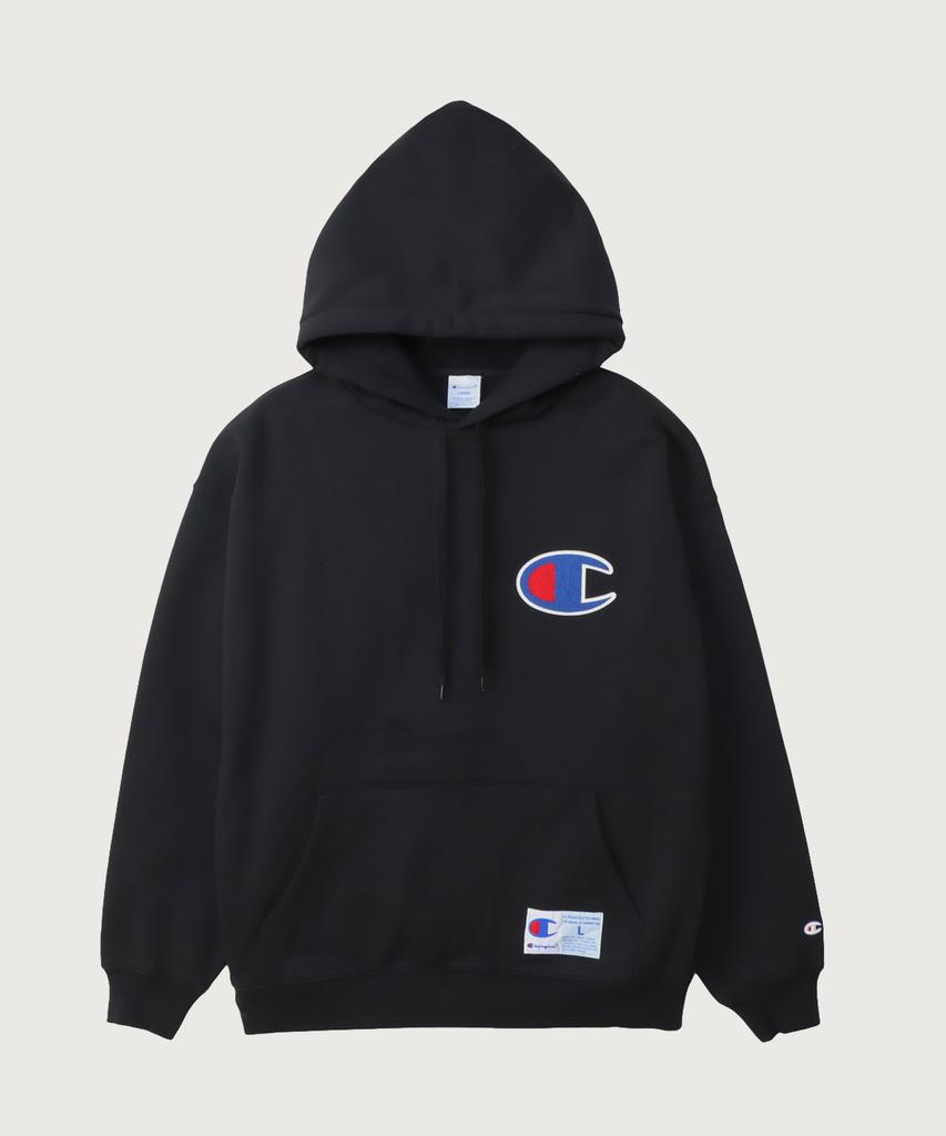 Big C Logo Oversized Jog Tag Hoodie Black