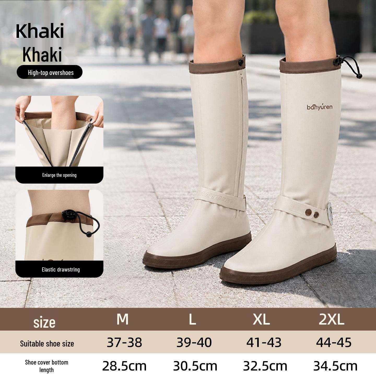 Chaka Wüstenfest Wasserdichte High-Top Unisex Überschuhe für Wandern und Regen M, Tube Height 42cm white