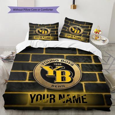 Custom Name BSC Young Boys Pattern Bedding Quilt Set  Home Decoration  Gift (1 * Duvet Cover + 2 * Pillowcase  Without Core)