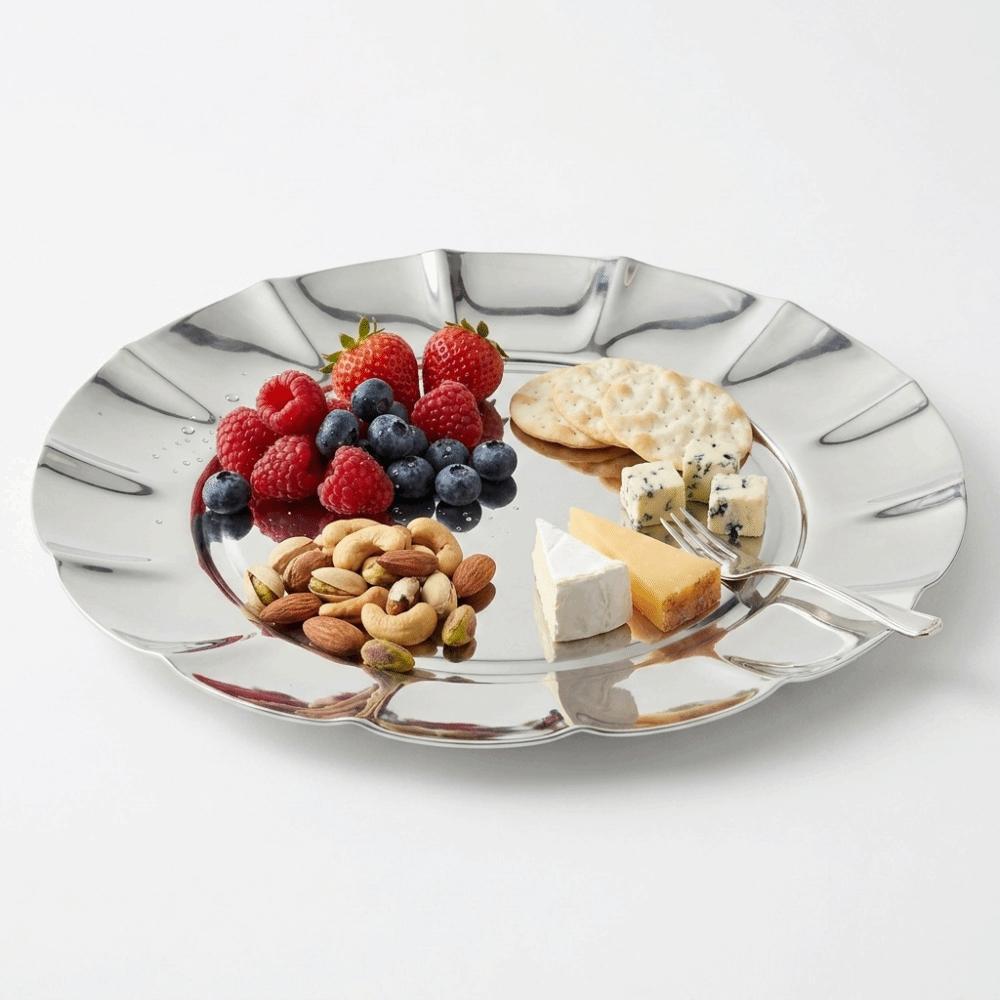 Polished Food Tray Lotus Edged Dessert Plate Easy To Wipe Storage Tray Restaurant 7Inch