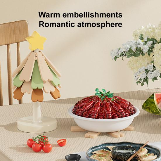 Silicone Trivet for Hot Dishes Christmas Tree Pot Holder Heat Resistant Coasters Insulation Pad for Kitchen