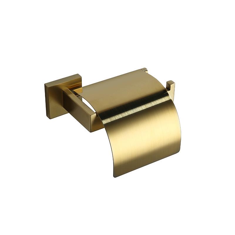 304 Stainless Steel Bathroom Set: Square Rack, Coat Hook, Toilet Paper Holder, and Brush