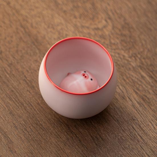 Liegendes Schwein Bubble Tea Tasse Handgefertigte Keramiktasse mit lustigem Blasenblas-Schwein Tee-Haustier Einzigartiges Geschenk für Teeliebhaber & Heimdeko
