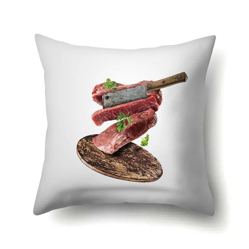 Cooking Food Pillowcase Cartoon Pattern  Lumbar Pillow Sofa   Cushion