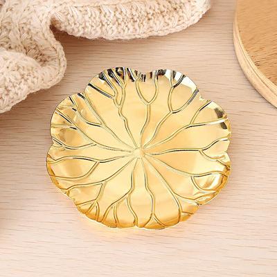 European Luxury Gold Color Fruit Dish Plate Round Dinner Serving Tray Jewelry Dish Earrings Ring Display Wedding Desktop Decor