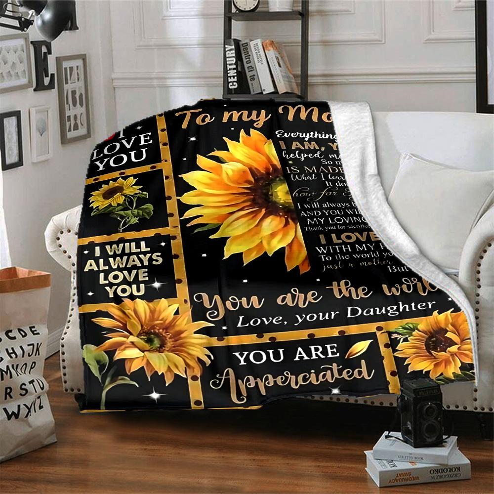 1pc Sunflower Mom Poster Blanket - Perfect Gift for Birthdays, Christmas & Halloween- Soft, Warm & Versatile yy250909099
