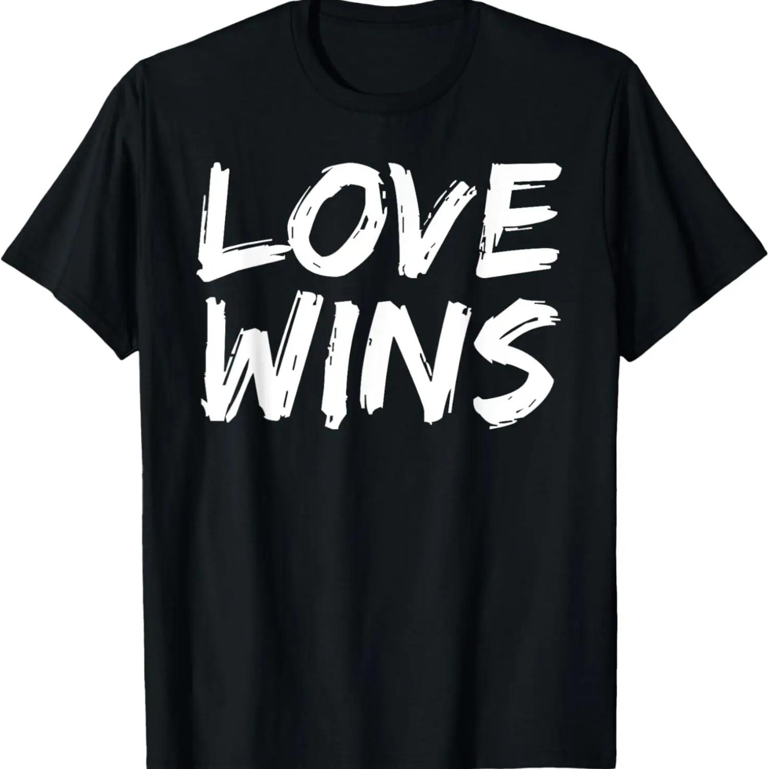 Bold Christian Quote for Men Faith Saying Love Wins T-Shirt S чёрный