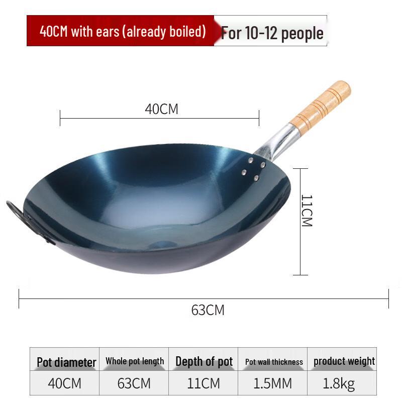 Lijia Traditional Handmade Wrought Iron Round Bottom Wok