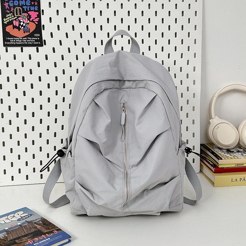 2026 New Student Schoolbag for Girl solid color simple and lightweight travel backpack trendy Korean style daily backpack