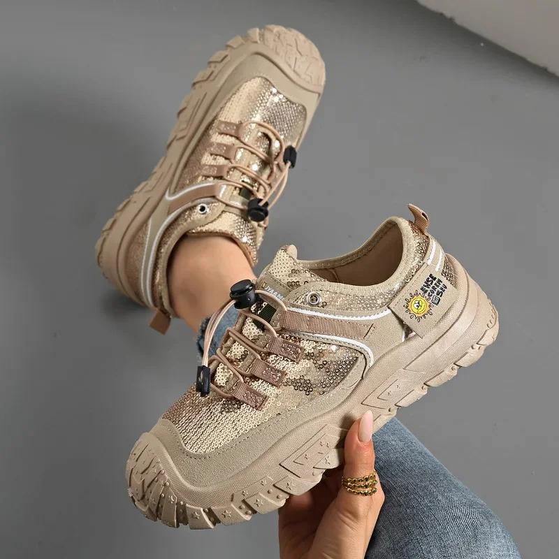 Fashion Women's Outdoor Sports Casual Shoes Thick Bottom Heightening Anti-slip 2025 New Style Leisure Platform Sneakers Plus Size 43