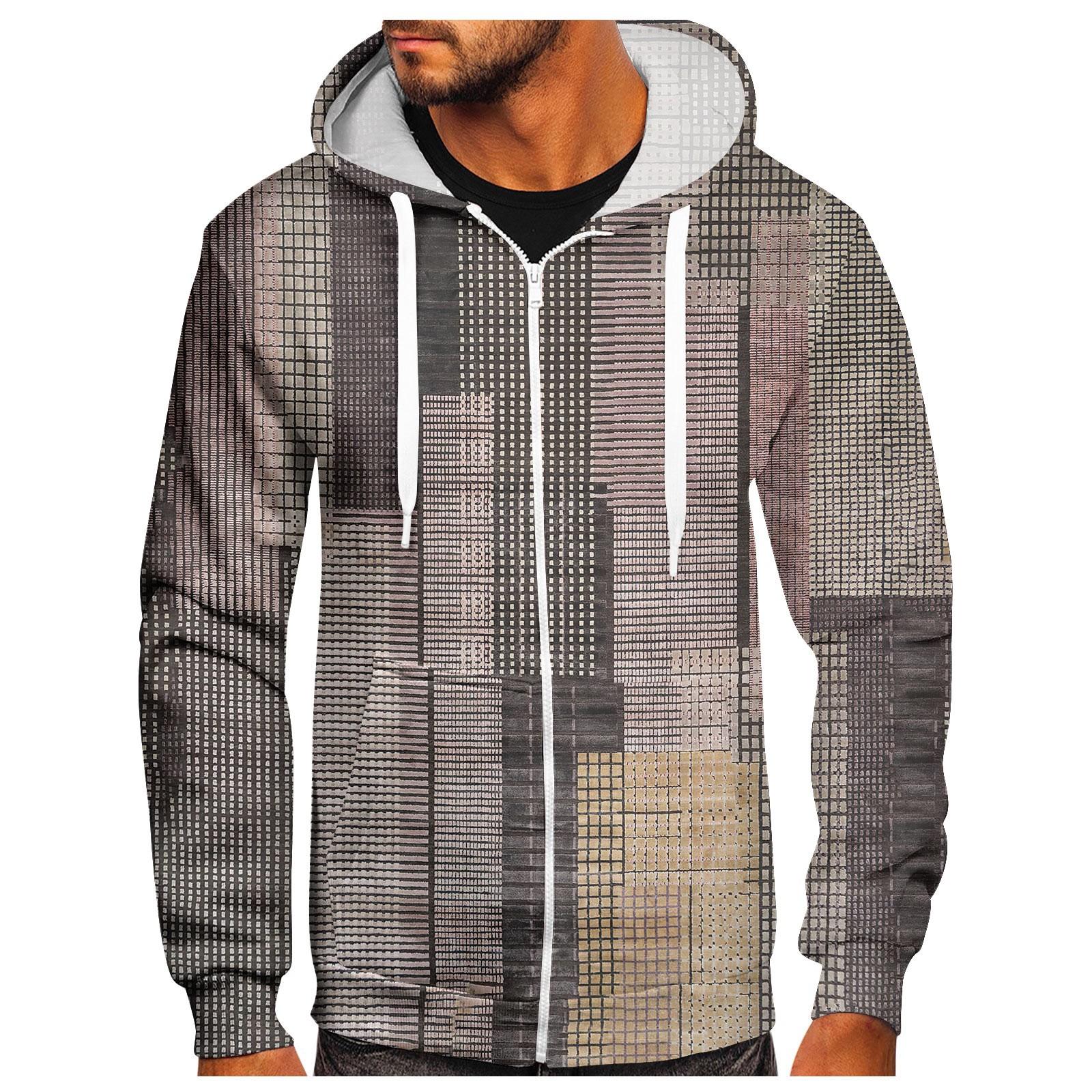 Мужской свитер на молнии пальто модный свитер с капюшоном и принтом XXXL хаки 2529₽