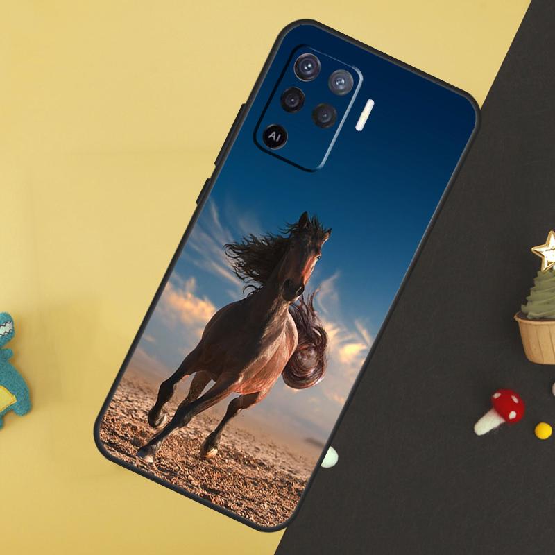 Horses Running Case For Oppo A96 A76 A16 A17 A57 A60 A40 A80 A18 A38 A58 A78 A98 A15 A54 A74 A94 A6 A5 Pro