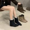 Inner heightening retro suede martin boots women's boots 2025 autumn and winter babes pant boots Internet celebrity fashion booties