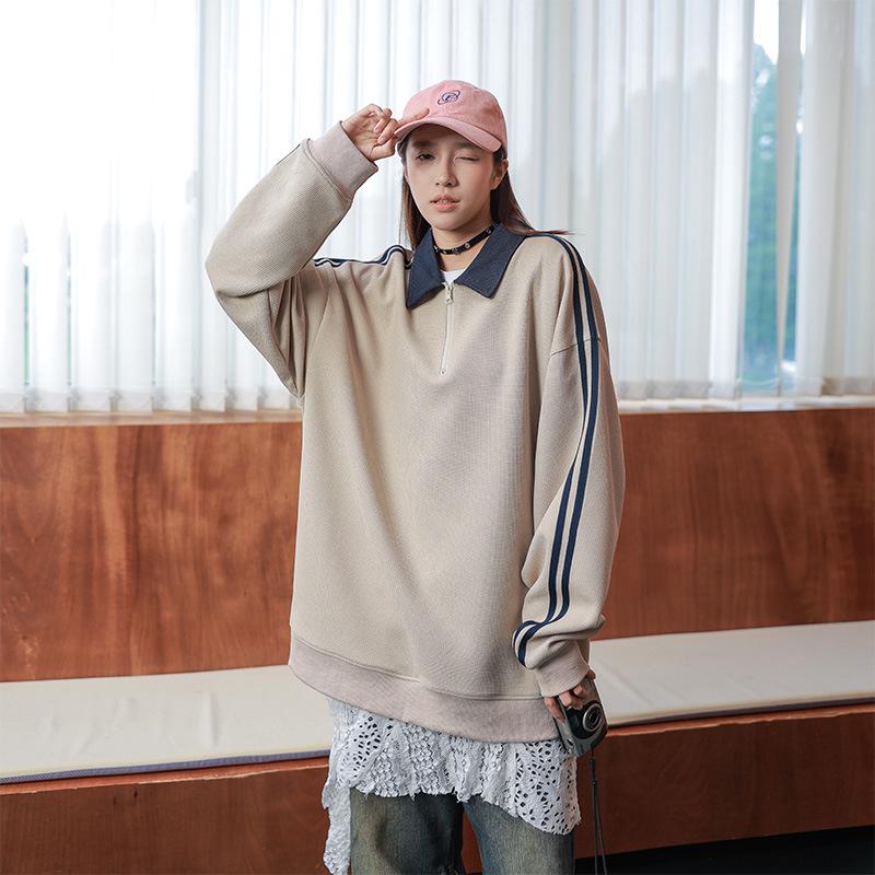 Men s Color Block Half-Zip Hoodie - Casual Spring & Autumn Long Sleeve Patchwork Polo Shirt 3XL