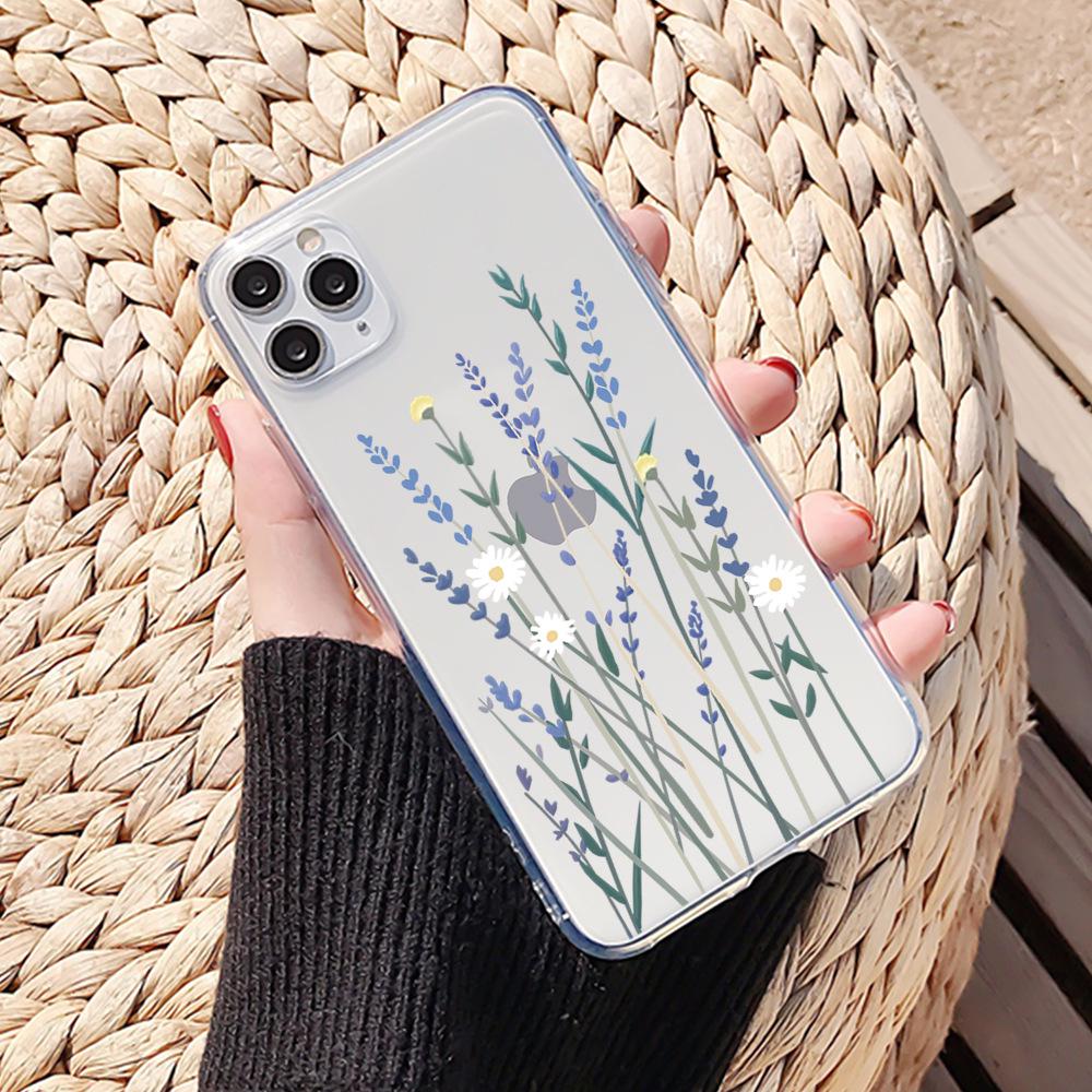 

Apple 15 Фиолетовый Лавандовый Цветок ТПУ Расписной Чехол для iPhone 11 Pro Max - Прозрачный и Тисненый Дизайн iPhone 11