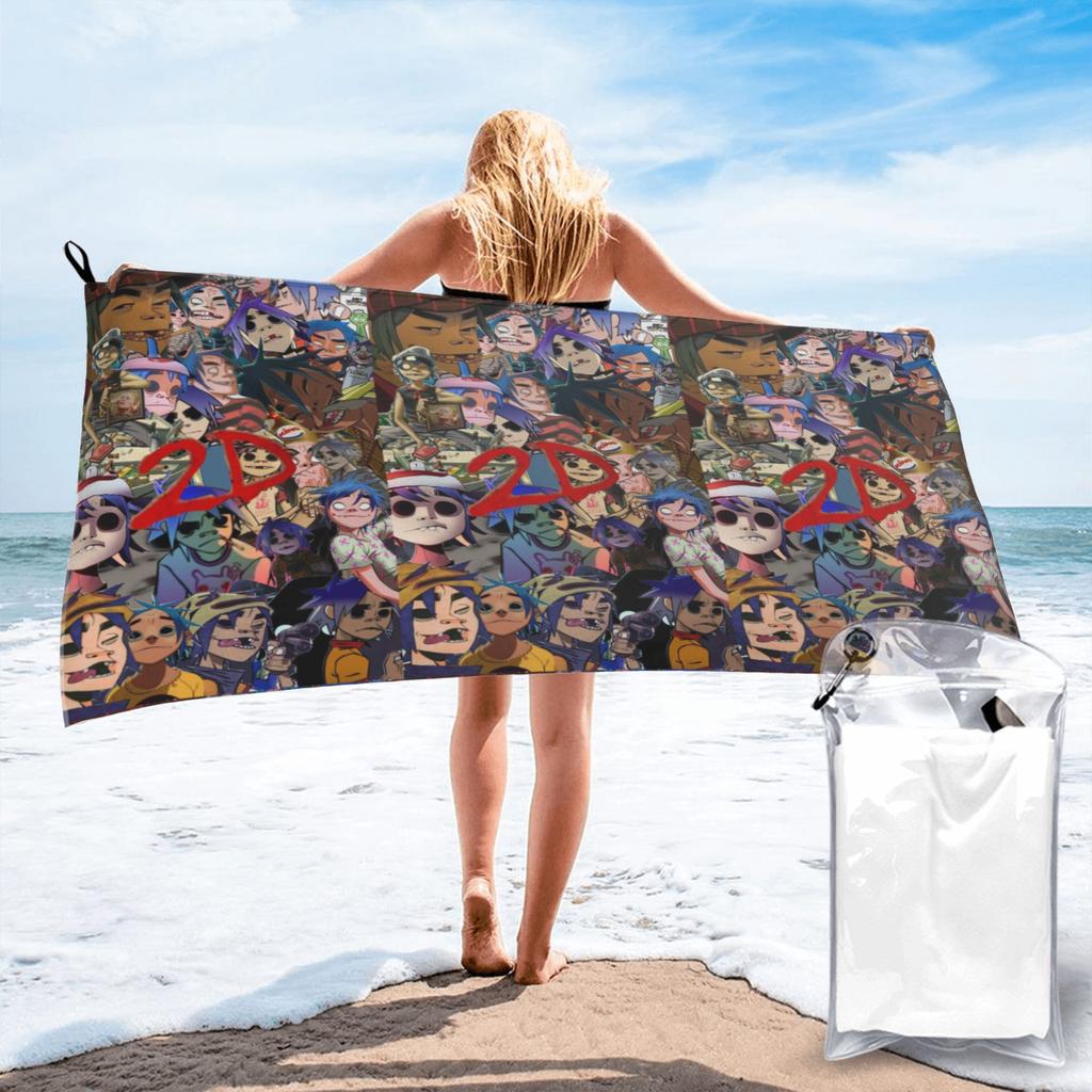 Music Band Gorillaz Beach Towel Soft Microfiber Quick Dry Absorbent Quick Towels For Swimming