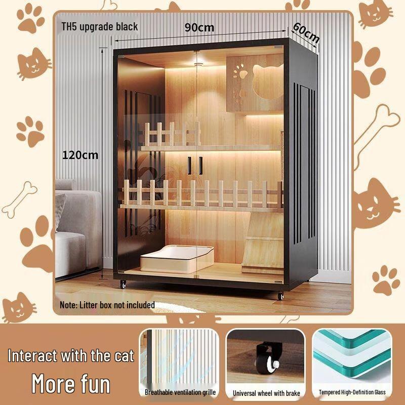 JINGRUIXIANG Wooden Indoor Cat House & Cage