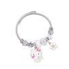 Delicate Five-Petal Flower Pendant Stainless Steel Beaded Bangle Bracelet For Women