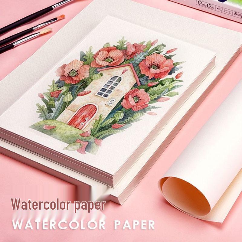 16K Watercolor Paper: 180g Ink-Friendly, Easy-Bleed Surface for Beginner Art & Painting, 8K Drawing Sheets.