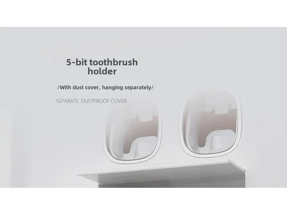 Yikeke Four-Person Family Toothpaste Dispenser & Toothbrush Holder - Wall-Mounted & No Drilling Required